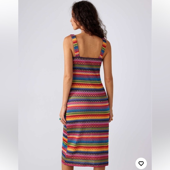Cider Colourful Striped Beachy Boho V-Neck Front Tie Slit Maxi Dress Size XL - Picture 3 of 12